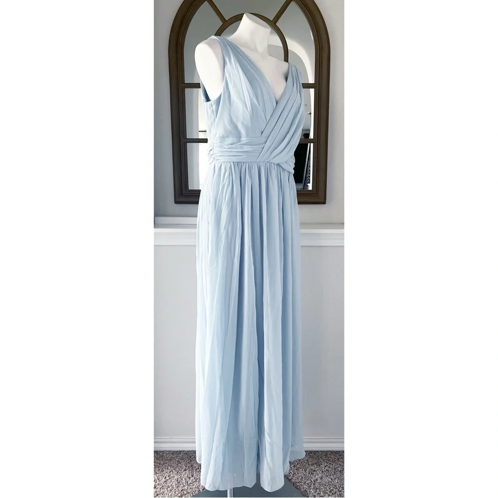 NEW Dessy Collection Surplice Ruched Chiffon Gown, Size 16, New w/o Tag $273